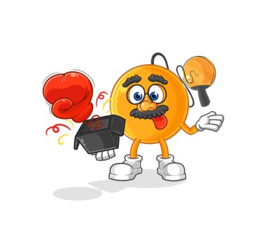 Kutudaki kürek topu şaka eldiveni. çizgi film maskotu