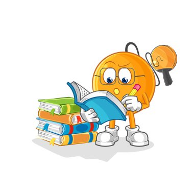 Maskotu inceleyen kürek topu. çizgi film vektosu