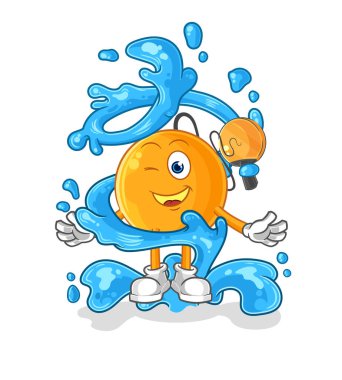 Su maskotlu kürek topu. çizgi film vektosu