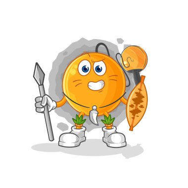 Raket topu Afrikalı kabile savaş maskotu. çizgi film vektosu