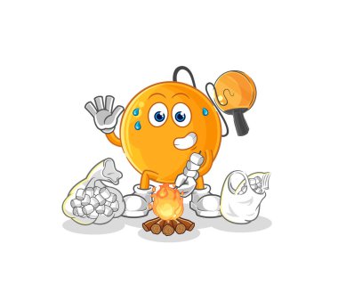 Kürek topu lokumları kavuruyor. karikatür maskotu vektosu