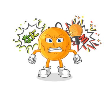 Kürek topu anime kızgın vektörü. karikatür