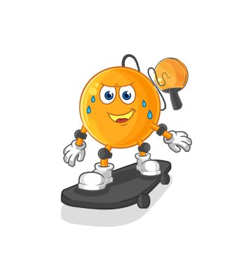 Kaykay süren kürek topu çizgi film karakteri vektosu