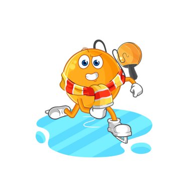 Kürek topu buz kayağı çizgi filmi. karakter maskotu vekto