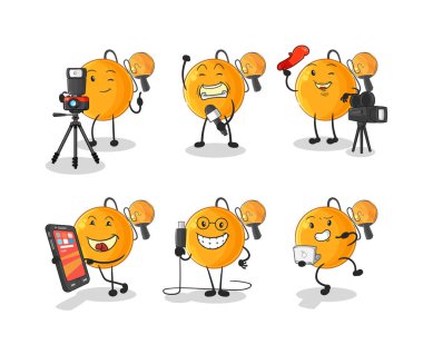 Raket topu teknoloji grubu karakteri. karikatür maskotu vektosu