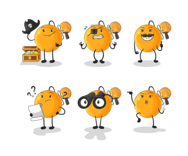 Kürek topu korsan grup karakteri. karikatür maskotu vektosu