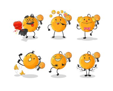 Raket topu komedisi karakteri. karikatür maskotu vektosu