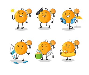 Raket topu tatil karakteri. karikatür maskotu vektosu