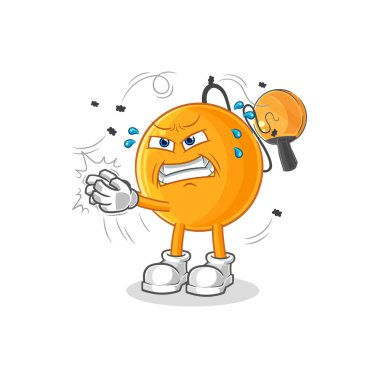 Kürek topu uçan karakter. karikatür maskotu vektosu