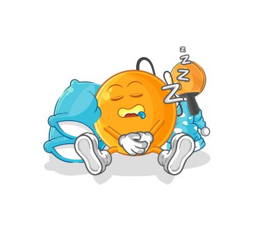 Uyuyan raket karakteri. karikatür maskotu vektosu