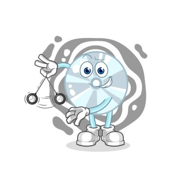 CD hipnotize edici çizgi film. karikatür maskotu vektosu