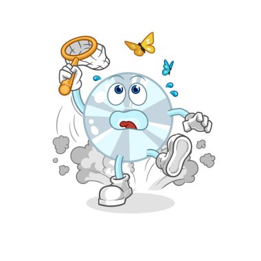 CD kelebek resimlerini yakalıyor. karakter vektosu