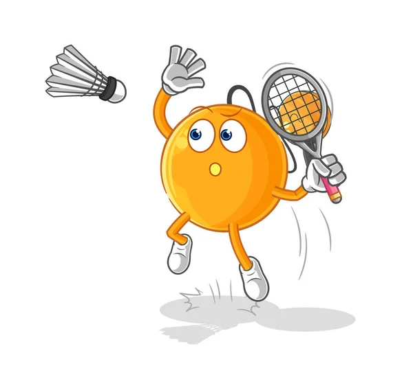 Pęknięcie Piłeczki Badminton Cartoon Kreskówka Maskotka Vecto — Wektor stockowy