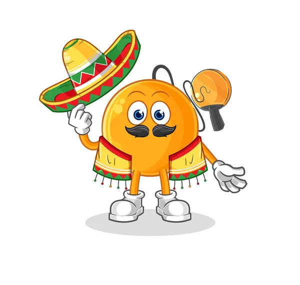 Der Paddelball Mexikanische Kultur Und Flagge Cartoon Maskottchen Vecto — Stockvektor
