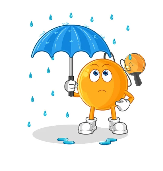 Paddle Ball Holding Umbrella Illustration Character Vecto — Stock Vector