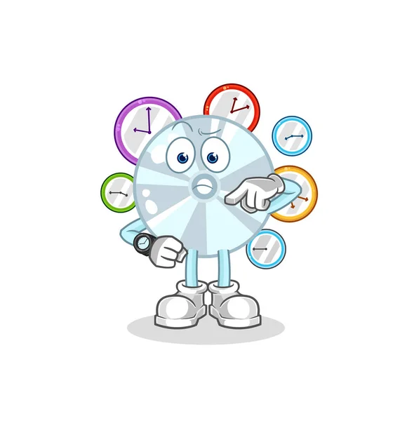 Wristwatch Cartoon Cartoon Mascot Vecto — Stock Vector
