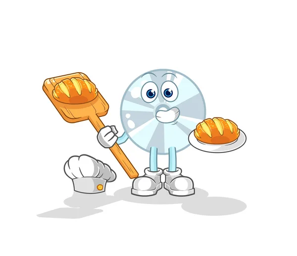 Baker Bread Cartoon Mascot Vecto — Stock Vector