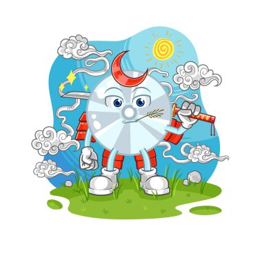 CD Samuray çizgi filmi. karikatür maskotu vektosu