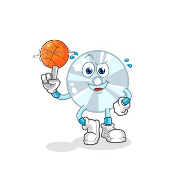Basketbol maskotu CD 'si. çizgi film vektosu