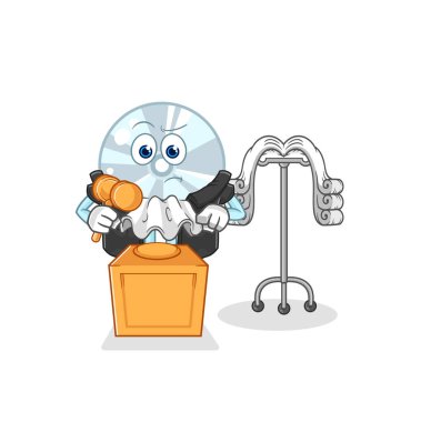 Cd yargıcı tokmağı tutuyor. karakter vektosu