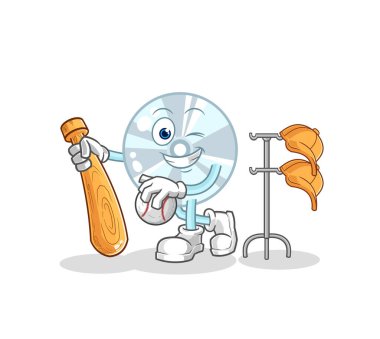 Beyzbol maskotu çalan CD. çizgi film vektosu