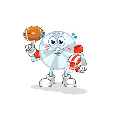 CD çalan ragbi karakteri. karikatür maskotu vektosu