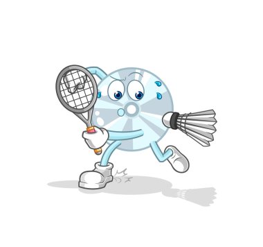 Badminton illüstrasyonu çalan CD. karakter vektosu