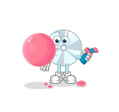 CD sakız çiğneme vektörü. karikatür