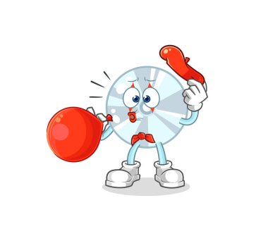 CD pandomim balonu şişiriyor. karikatür maskotu vektosu