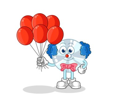 Balon vektörlü CD palyaço. karikatür