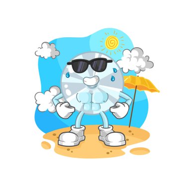 Yazın güneşlenen CD. karakter vektosu