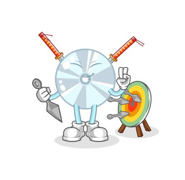 CD ninja çizgi filmi. karakter vektosu