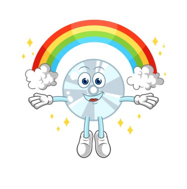 CD 'de gökkuşağı vardı. çizgi film vektosu