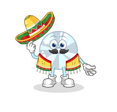 CD Meksika kültürü ve bayrağı. karikatür maskotu vektosu