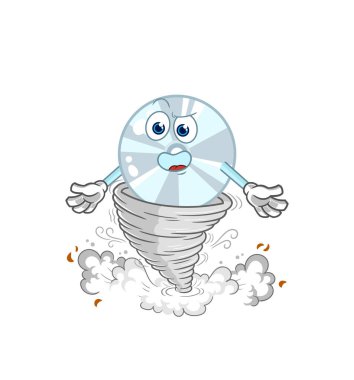 Kasırga çizgi film karakter vektöründeki CD