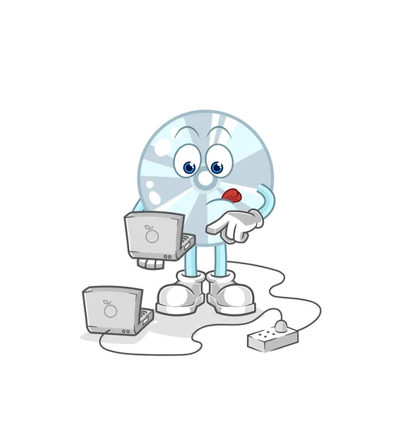 Laptop Mascot Cartoon Vecto — Stock Vector