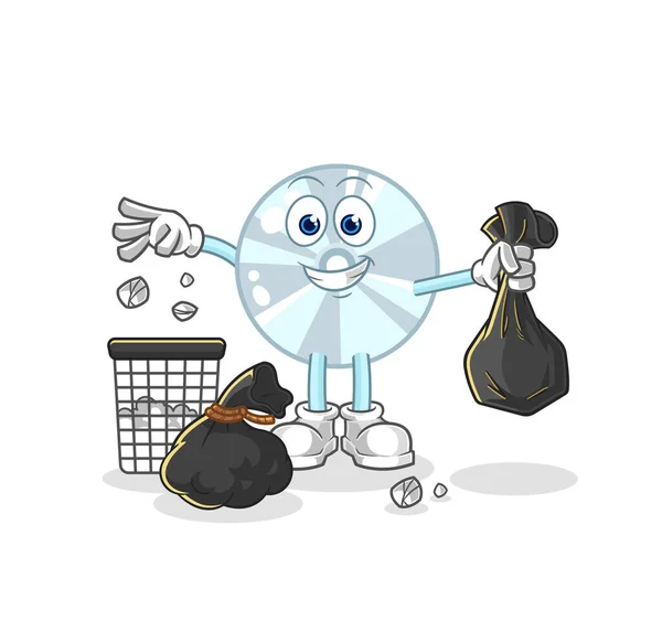 Throw Garbage Mascot Cartoon Vecto — Stock Vector