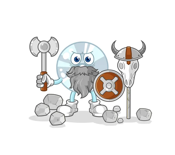 Viking Com Uma Ilustração Machado Caráter Vecto —  Vetores de Stock
