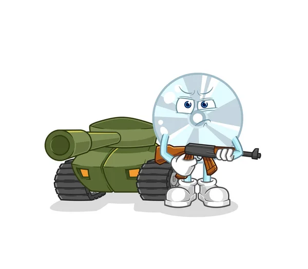 Der Soldat Mit Panzercharakter Cartoon Maskottchen Vecto — Stockvektor