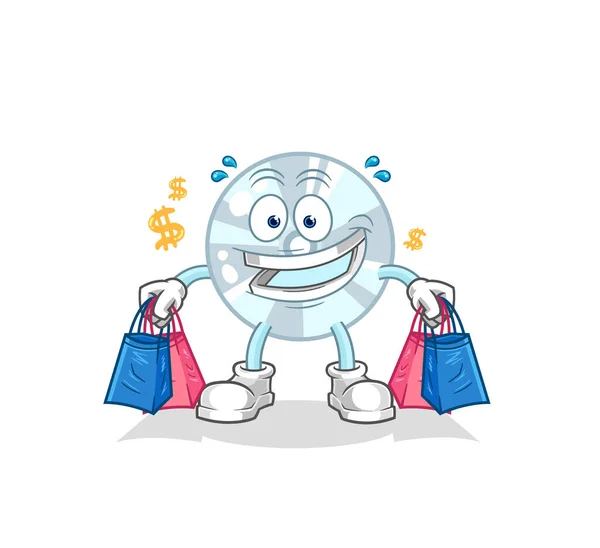 Shoping Mascot Cartoon Vecto — Stock Vector