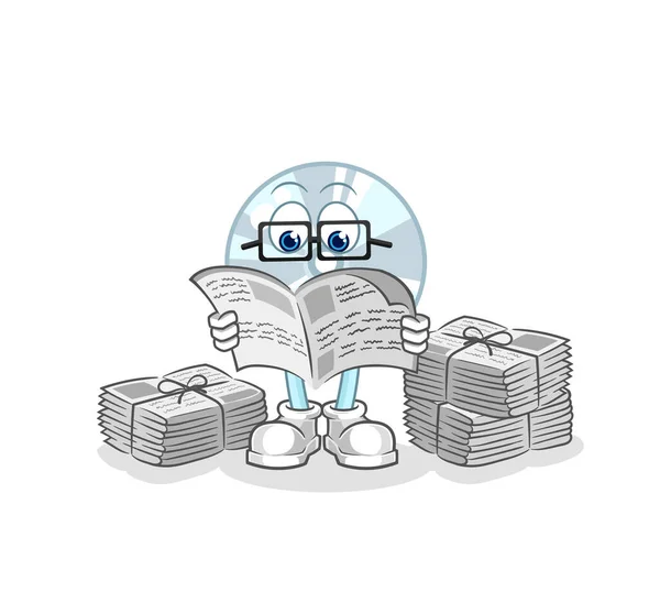 Read Newspaper Cartoon Character Vecto — Stock Vector