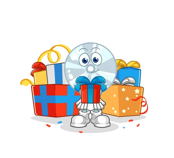 Give Gifts Mascot Cartoon Vecto — Stock Vector