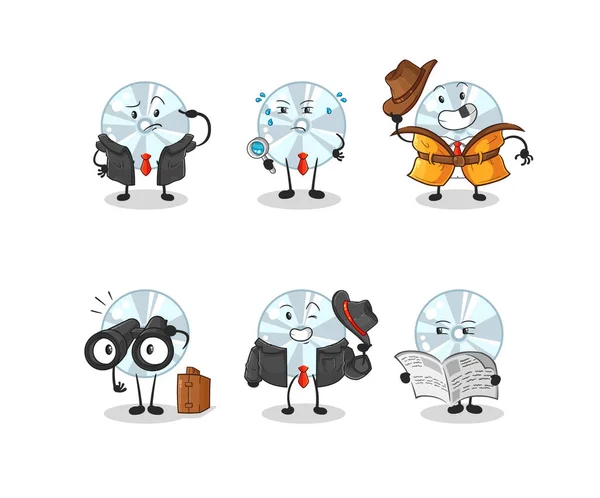Detective Group Character Cartoon Mascot Vecto — Stock Vector