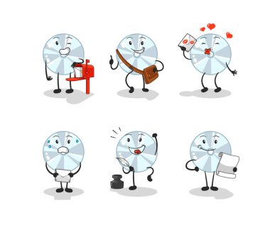 CD postacısı karakter belirledi. karikatür maskotu vektosu