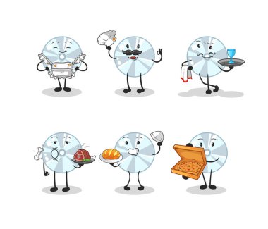 CD restoran grubu karakteri. karikatür maskotu vektosu