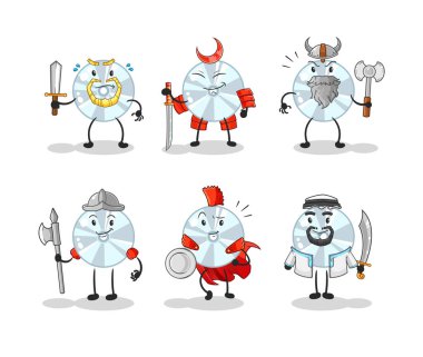 CD savaşçı grup karakteri. karikatür maskotu vektosu