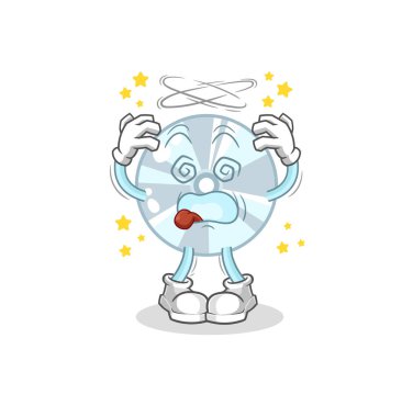 CD 'nin baş döndürücü maskotu. çizgi film vektosu