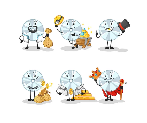 Rich Group Character Cartoon Mascot Vecto — Stock Vector
