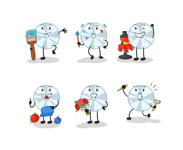 Artist Group Character Cartoon Mascot Vecto — Stock Vector