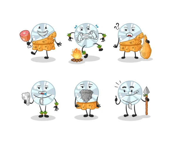 Primitive Man Group Character Mascot Vecto — Stock Vector